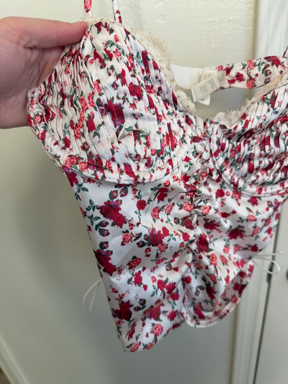 For Love & Lemons Melrose Bustier Floral Lace Ruched Top Size XL - Picture 5 of 11